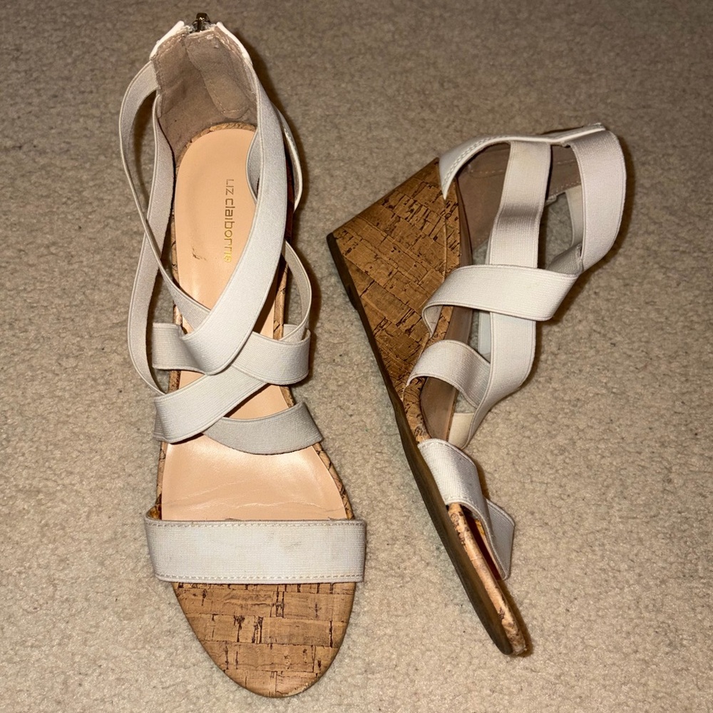 Liz Claiborne White Wedge Sandals